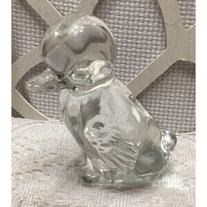 Clear Art Glass Duckling Paperweight Farm Decor Figure Fenton Style Unmarked